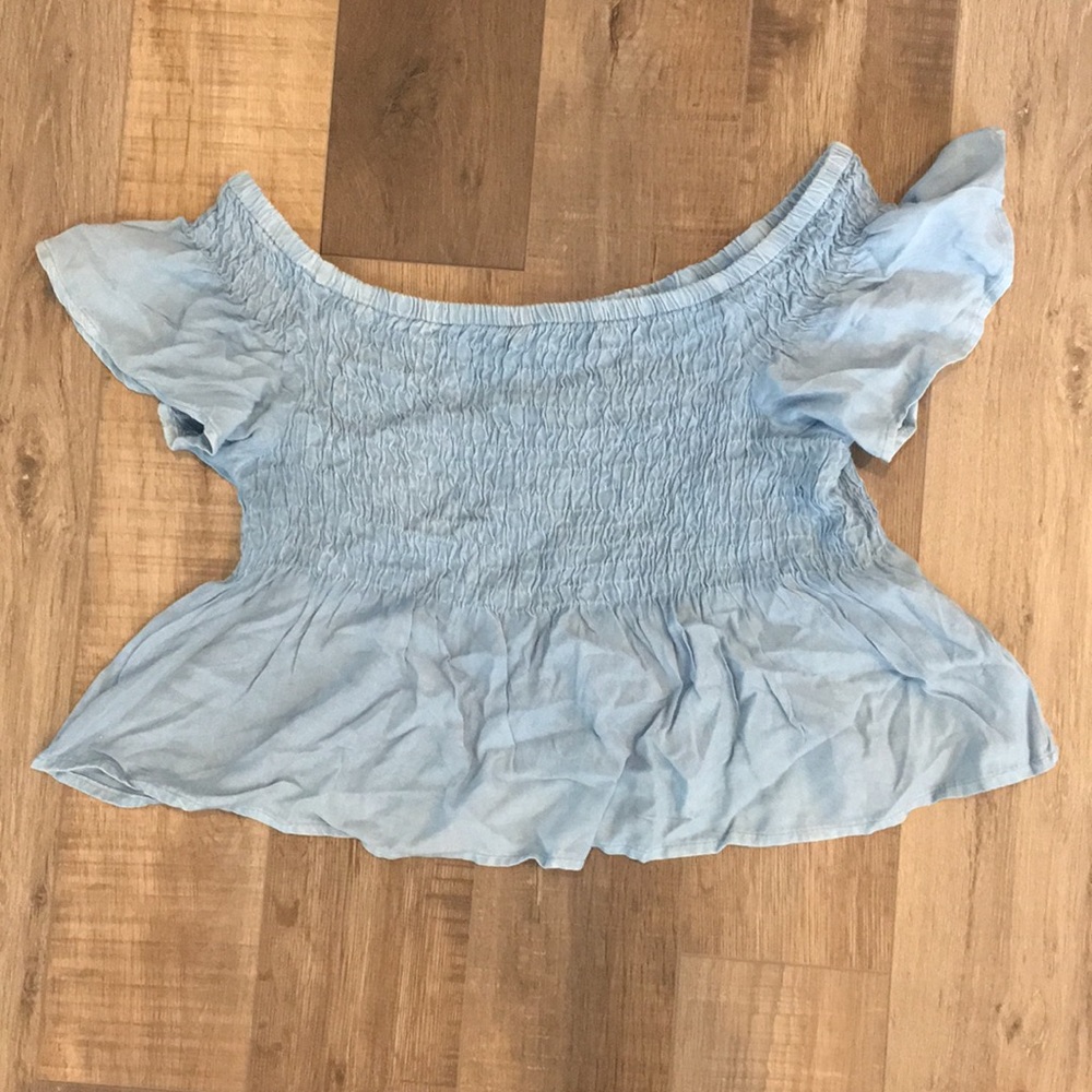 Style Envy Blue Off the Shoulder Top